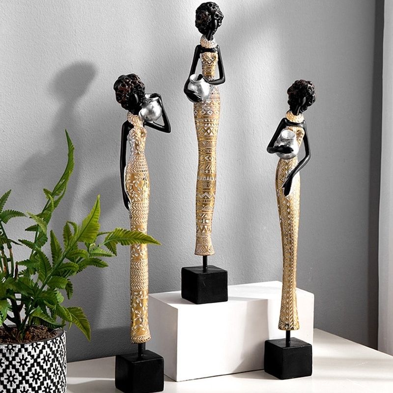 Afrikanische Frau Statue Gold