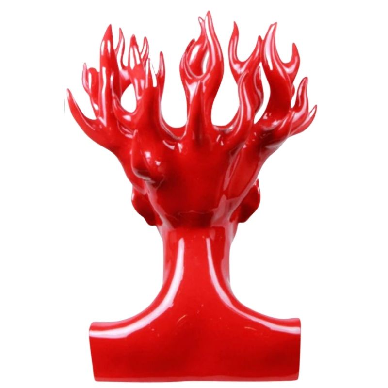 Rote Vase -Frau Statue